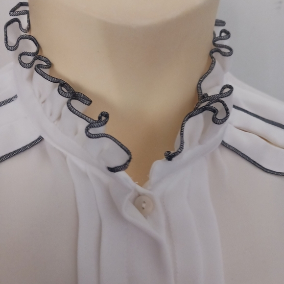 Anne Fontaine button-down black and white blouse - Picture 9 of 12